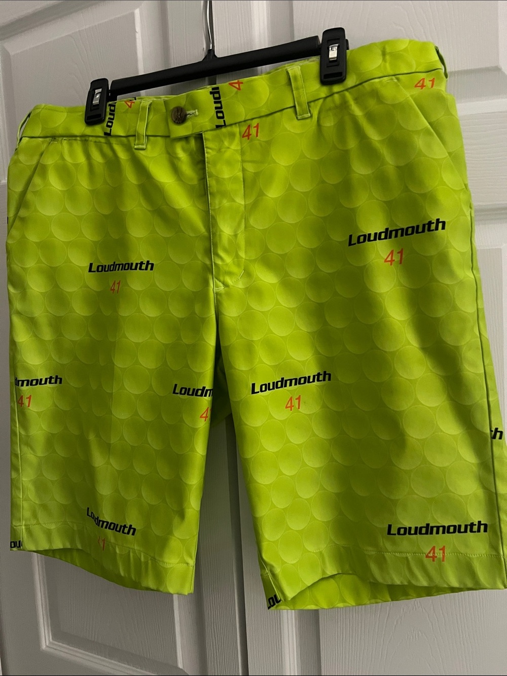 Loudmouth Neon Lime Logo-Print Flat Front Shorts